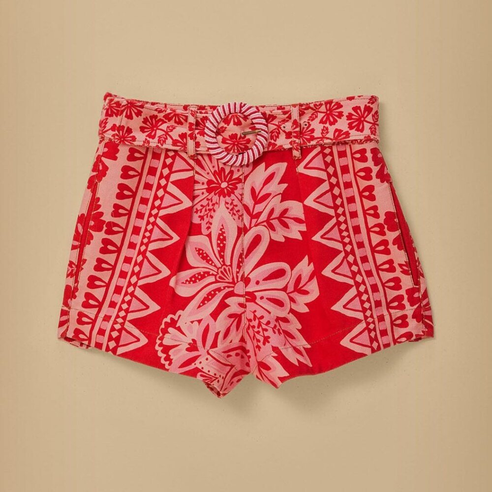 Farm Rio flora tapestry red shorts